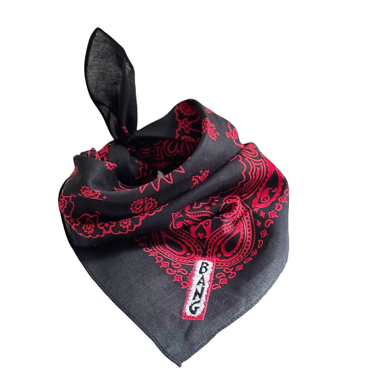 Embroidered BANG Black and Red Bandana