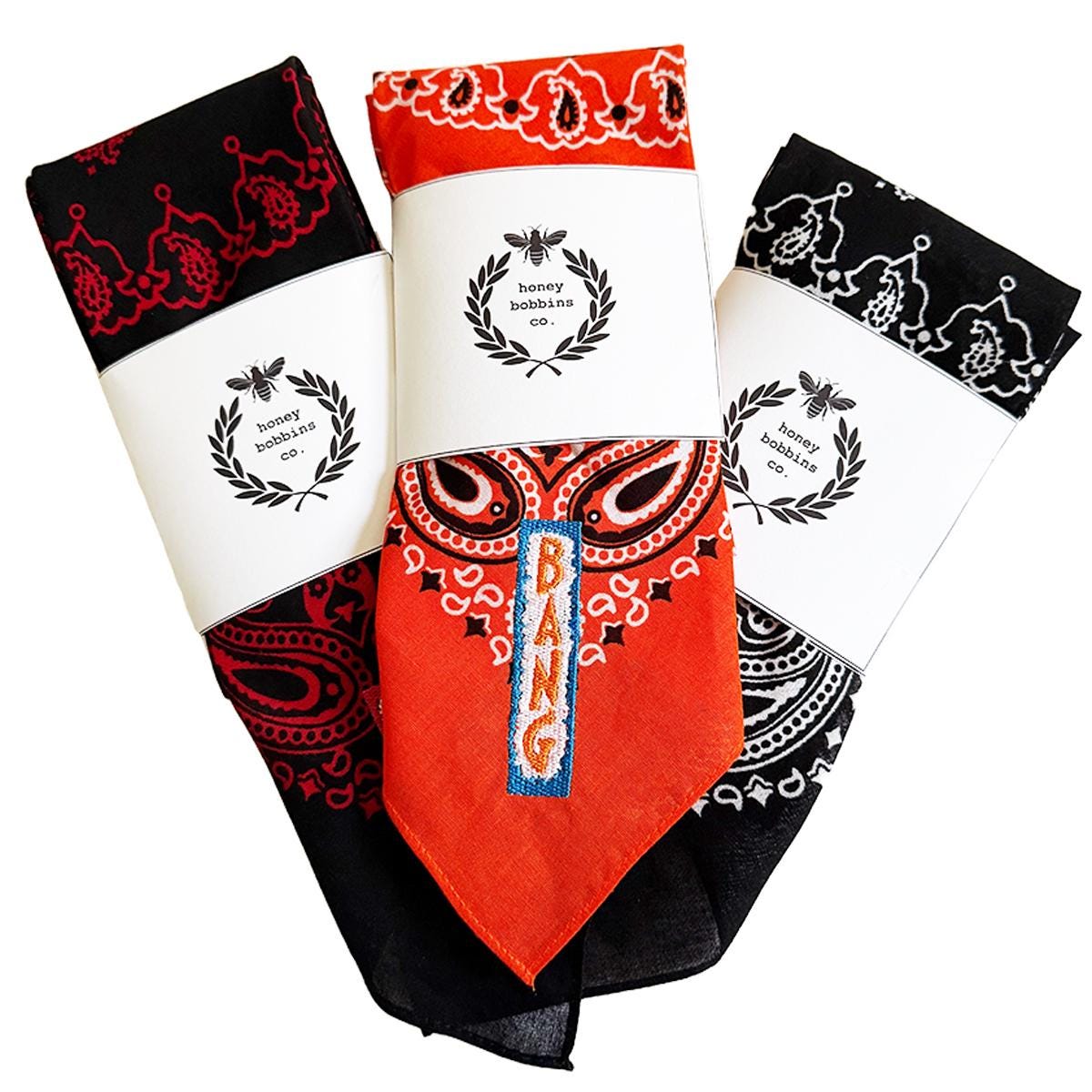 Embroidered BANG Black and Red Bandana