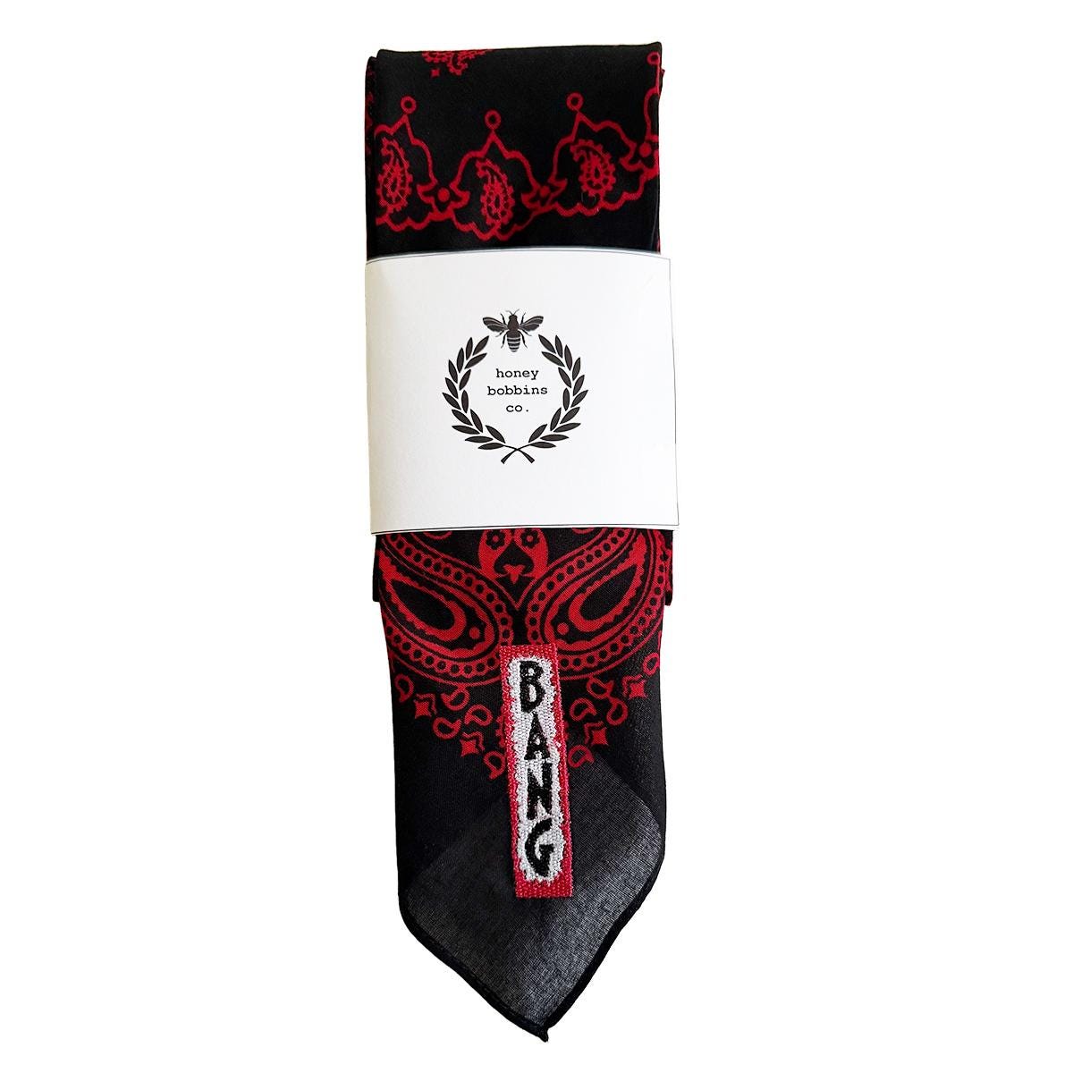 Embroidered BANG Black and Red Bandana